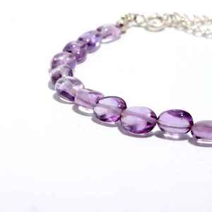 Natural Pink Amethyst Faceted Oval <b>Beaded</b> <b>Bracelet</b> 8mm Handmade Gemstone <b>Bracelet</b> For Women Pink Amethyst Jewelry Making Bulk - Product Image 3