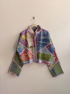 Boho Reversible Indian Kantha Jacket Indian Handmade Vintage Boho Short <b>Coat</b> For <b>Women</b> - Product Image 5