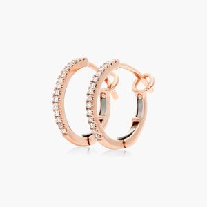 ต่างหูห่วงแบบ Huggie ประดับเพชรแล็บโกรว์ 14K ไวท์โกลด์ - Product Image 3