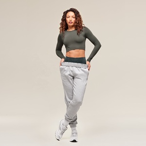 Venta al por mayor de alta calidad de las mujeres de compresión Crop Top de manga larga transpirable gimnasio Fitness Yoga Running para las mujeres - Product Image 4