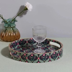 Plateau de service de luxe style Meena en MDF écologique, finition polie, motif bois, fait main, cadeau de mariage pour la maison et la restauration - Product Image 3