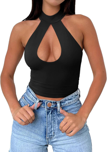 Camisetas de Tirantes Negras para Mujer, Bordadas en Lona, para Fitness y Culturismo, Personalizables, Ecológicas, de Secado Rápido, Poliéster/Algodón - Product Image 3
