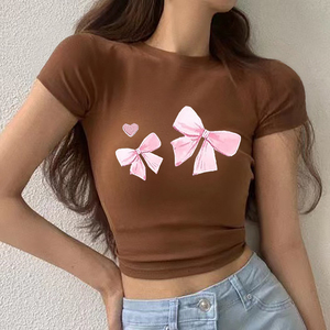 Camiseta estampada para mujer, informal, de verano, de manga corta, transpirable, ligera, de tela suave, cómoda, a la moda, para uso diario - Product Image 3