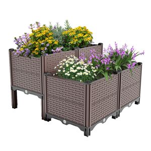 Jardineras Elevadas de Polipropileno para Exteriores de 31.5x31.5x19.6 Pulgadas, para Arreglos Estacionales de Vegetales y Hierbas - Product Image 1