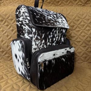 Rugged Western Hair-on <b>Leather</b> <b>Backpack</b> <b>Real</b> Cowhide Fur Outdoor Rucksack Custom <b>Leather</b> Bag Factory LHBP-0266 - Product Image 4