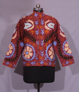Handmade Floral Embroidered Suzani TNT Fabric <b>Jacket</b> – Handcrafted Statement coat for wedding ,party and festive wear. - Product Image 1