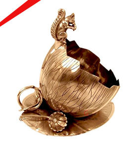 Nouveauté 2026 : Bol à noix en cuivre fini avec base au design feuille unique – Vaisselle de cuisine, décoration de table, bol de service pour fruits et noix - Product Image 1