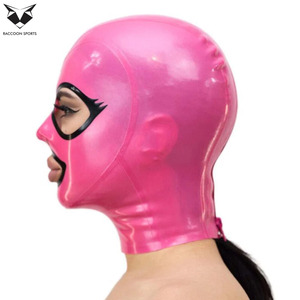 Cagoule et cache-visage tendance en similicuir rose pour femme – Tenue de club sexy, cagoule intégrale pour festival et soirée, accessoire de costume - Product Image 3