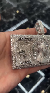 Pendentif personnalisé 3D en argent sterling 925 plaqué or 18 carats avec moissanite taille émeraude, style hip-hop, bijoux hip-hop glacés - Product Image 6