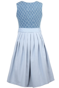 Vestido Midi Azul Claro para Mujer, Corte en A, Sin Mangas, Cuello Cuadrado, Tejido de Algodón, con Cinturón, Dobladillo Evase, Estilo Casual de Primavera - Product Image 4