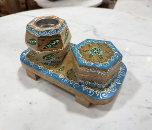 Quemador de incienso de madera de nueva llegada 2026, quemador de Oud con diseño pintado a mano y tarro de almacenamiento, juego de Bakhoor y Mubakhar a precio de fábrica - Product Image 1