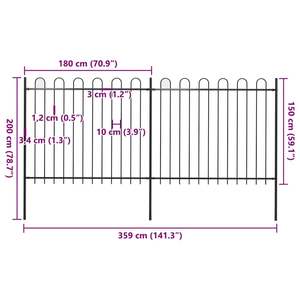 Valla de Jardín Negra de 141.3"x59.1" con Parte Superior de Malla de Alambre de Acero, Duradera y Atractiva - Product Image 5