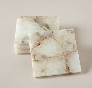Sous-verres de luxe en pierre d'albâtre, faits à la main, polis, décoratifs, pour table à manger - Product Image 1