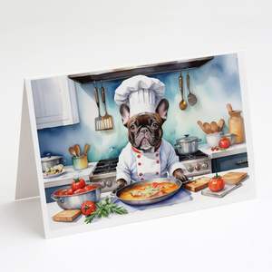 Bouledogue français lunatique le Chef A7 Cartes de voeux Lot de 8 cartes vierges avec enveloppes Taille 5x7 - Product Image 1