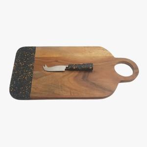 Plateau de service en bois massif, planches à découper en bois d'ébène pour le pain et les aliments, assiettes à steak mignonnes à thème chat avec poignée - Product Image 1