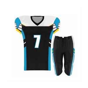 Ensemble d'uniformes de football américain personnalisés de qualité supérieure, respirants, à sublimation intégrale, manches courtes, 100 % polyester - Product Image 4