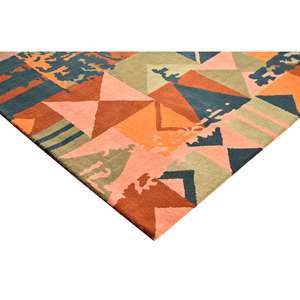 Modern Hand Tufted Wool Viscose Area <b>Rug</b>-Polka Dot Grid Pattern in Warm Camel Ocher Yellow Slate <b>Grey</b> & White - Product Image 6