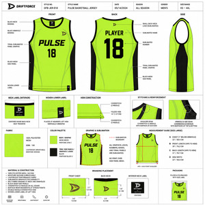 Maillot de basket personnalisé sublimé vert néon, col en V, sans manches, anti-transpiration, unisexe, pour équipe adulte - Product Image 5
