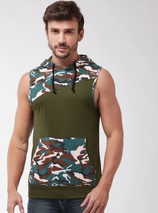 Camiseta sin Mangas con Capucha de Camuflaje para Hombre, Informal, Transpirable, de Poliéster Tejido, Estilo Cuello Redondo - Product Image 5