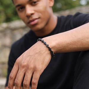 Bracelet unisexe en or massif 14 carats avec diamants naturels, style cubain de luxe - Product Image 3