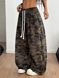 Women's Fashion Camouflage Print Elastic Waist Drawstring Loose Fit <b>Pants</b> Top Private label For Your Brand - Product Image 2