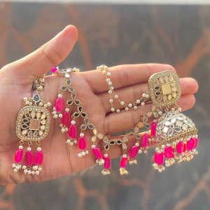 ชุดสร้อยคอเครื่องประดับอัญมณีแฟชั่นหินกุณดาสีชมพูชุบทอง10581109PK - Product Image 1