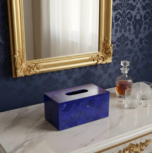 Boîte à mouchoirs en résine imprimée, fabriquée à la main en Inde - Product Image 1