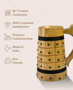 Handmade Polished Natural Viking Drinking Horn Mug Personalized Burl Wood Eco-Friendly Hand-Carved Modern Custom CE Certified - Product Image 3
