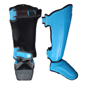 Protections de tibias épaissies, design simple avec protection du dos du pied, en PU, pour adultes, pour le kickboxing et le taekwondo - Product Image 4