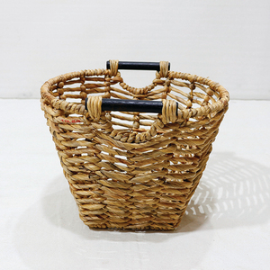 Wholesale Eco Friendly Water Hyacinth Storage <b>Basket</b> Set Woven Laundry <b>Hamper</b> with Black Handles - Product Image 6