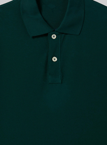 Polo en coton piqué vert uni à manches courtes pour homme, respirant, décontracté, coupe classique - Product Image 4