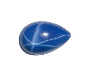 Zafiro Azul Estrella Pera 9x14 mm 5 Quilates Creado en Laboratorio Cabujón Pulido Efecto Estrella de 6 Rayos 3.5 mm de Altura para Fabricación de Joyas - Product Image 1