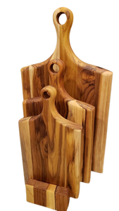 Wood Chopping <b>Blocks</b> Set Rectangle <b>Shape</b> With Handle Combination Package Natural Wood Material - Product Image 5