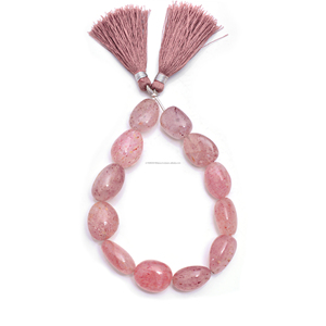 Perles de quartz fraise naturel faites à la main, lisses et de forme ronde, de qualité supérieure, pour la fabrication de bijoux, cadeau idéal, prix de gros - Product Image 4