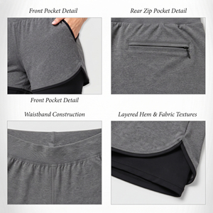 <b>Women</b> High <b>Waist</b> Sport <b>Shorts</b> Breathable Knitted <b>Elastic</b> <b>Waist</b> Regular Fit Athletic <b>Shorts</b> Double Layer Gym Workout <b>Shorts</b> - Product Image 6