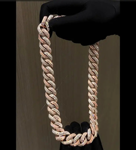 Custom 925 <b>Silver</b> Hip Hop Jewelry Set | <b>Cuban</b> <b>Link</b> <b>Chains</b> | 2-Row Bezel Setting Moissanite | for Certified Gift - Product Image 4