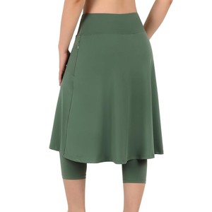 <b>Women</b> Modest Skirt High Waist Solid Customized Color A-Line <b>Skort</b> Pockets Breathable Knitted Casual Mini Eco-Friendly All - Product Image 2