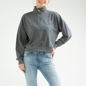 Sweat-shirt court doux pour femme, très tendance, idéal pour l'hiver, le fitness et la détente, service OEM personnalisé avec logo frontal - Product Image 1