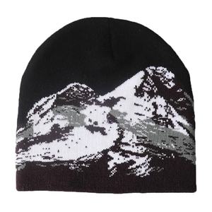 Bonnet slouch unisexe en tricot jacquard vieilli personnalisé chapeau chaud à la mode avec étiquette tissée pour vêtements de plage - Product Image 2