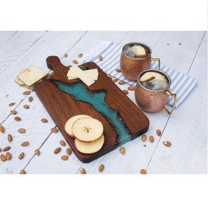 Tabla de Cortar Rectangular de Madera Azul Personalizable de Alta Calidad con Resina Epoxi, Bloque para Cortar Queso, Diseño de Río, Mejor Precio, En Stock - Product Image 5