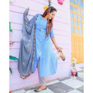 Robe en coton bleu pastel taille XS - Product Image 1
