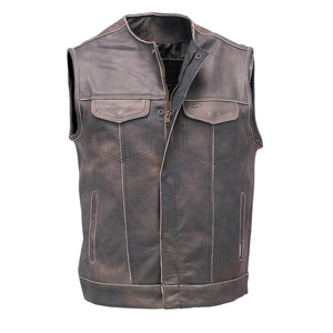 <b>Men's</b> Winter Motorcycle Breathable Premium Quality <b>Leather</b> Sleeveless <b>Vest</b> for Motocross Biker Riders - Product Image 4