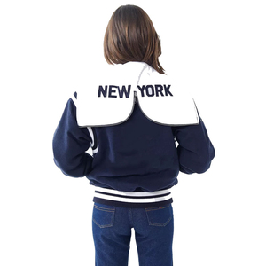 Wool Varsity Jacket Top Jackets Leather Sleeves Customizable Blank Winter Cropped Varsity Jacket Wool Lining Cotton Women - Product Image 2