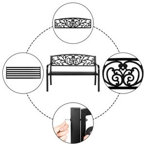 50\" Iron and PVC Outdoor Courtyard Decorative Leisure Bench for Parks Patio Furniture - Product Image 4