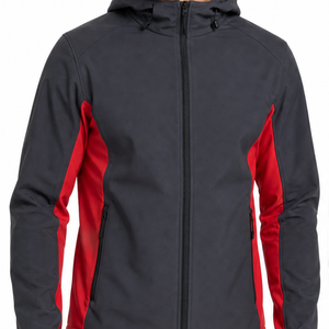 OEM Dark Grey and <b>Red</b> Contrast Panel Men's Softshell <b>Jacket</b> Hooded Side Panels Sports <b>jacket</b> - Product Image 2