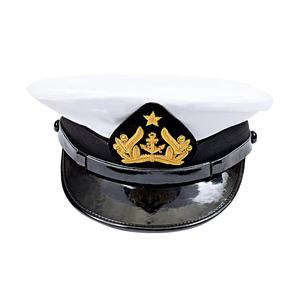 OEM Customized <b>Plain</b> Checked Peak <b>Cap</b> White/Black 100% Wool Fabric Silver Bullion Visor Badge High Quality Unisex Outdoor Daily - Product Image 1