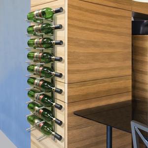 Porte-vin mural en acier inoxydable de style industriel moderne, capacité de 9 bouteilles, support individuel pour bouteille en métal argenté élégant - Product Image 2