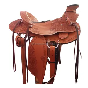 Sillín de cuero para montar a caballo fácil de limpiar, accesorios para caballos, sillines occidentales para caballos con color original