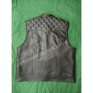 Gilet de moto classique en cuir véritable, court, respirant, coupe-vent, durable et élégant pour l'hiver - Product Image 3