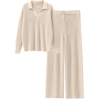 Ensembles 2 pièces pour femmes : Haut en maille à manches longues et pantalon large – Tenues décontractées et survêtements pour l'hiver